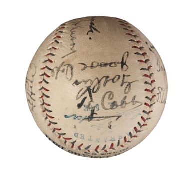 Incredible 1925 Washington Senators/Detroit Tigers Signed Baseball with 14 Signatures Including Walter Johnson, Ty Cobb, Goose Goslin, Stanley Harris & Heine Manush 